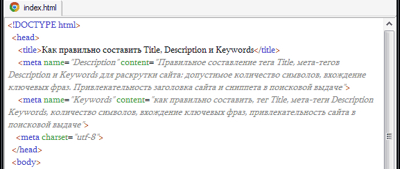 правильно составить Title, Description и Keywords